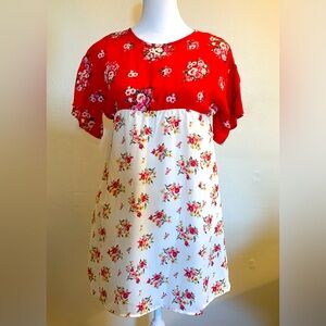 Girls Aqua Mixed Print Dress